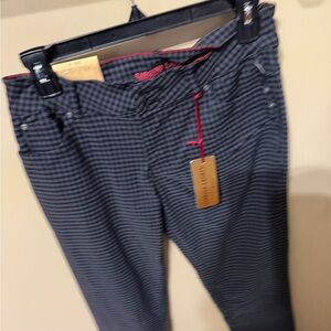 Women's Black Checkered Chinos